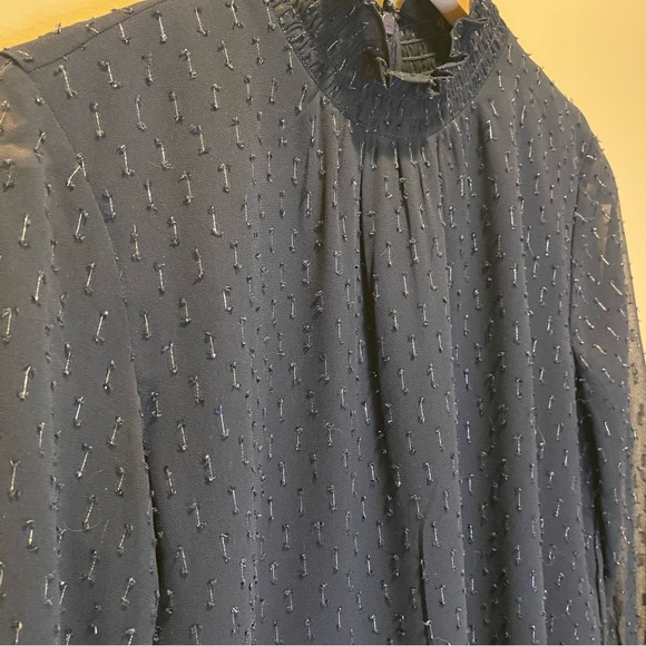 COPY - Ann Taylor Navy petite high neck long sleeve blouse S - Picture 3 of 10